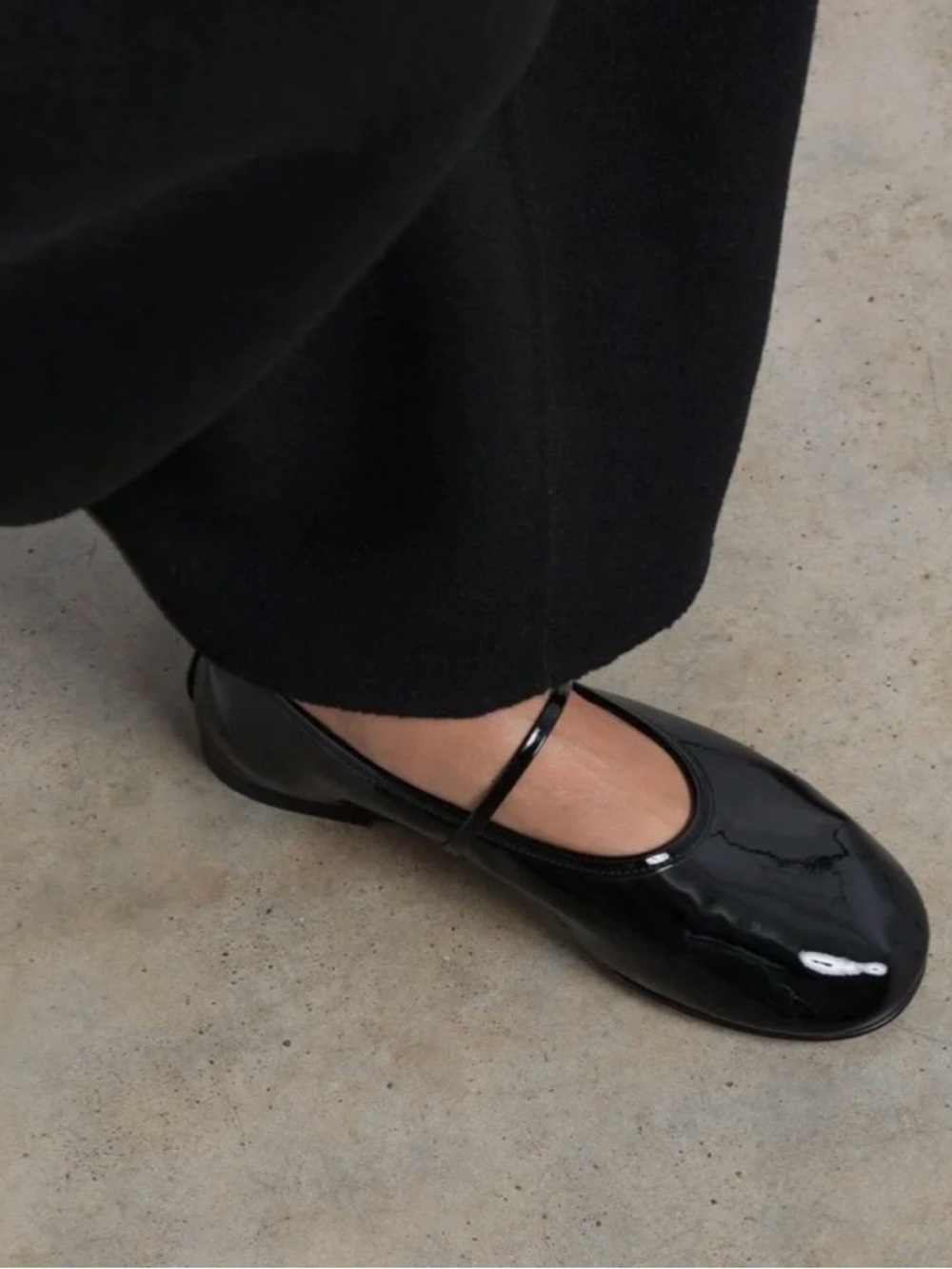 Dear Frances Black Patent Leather Flat